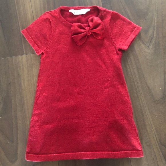 H&M Glittery Red Knit Dress - Size 3/4T - Picture 1 of 5